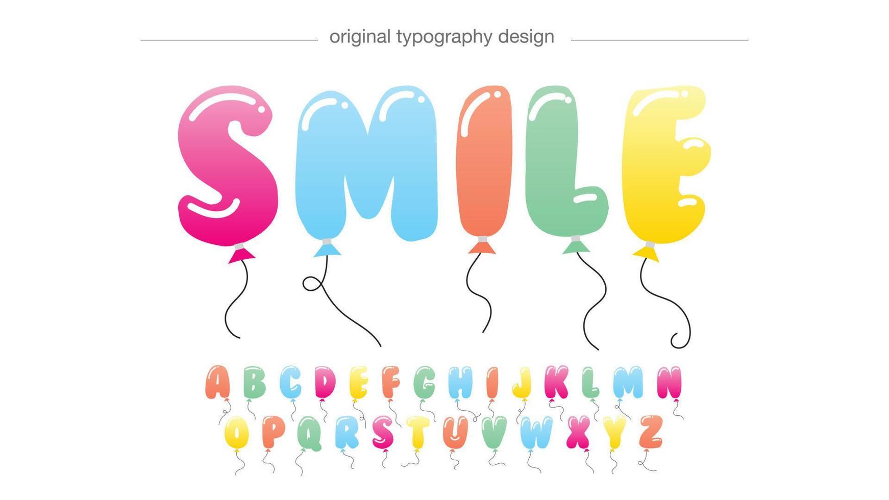 Letras de fuente aislada de dibujos animados de globos coloridos vector