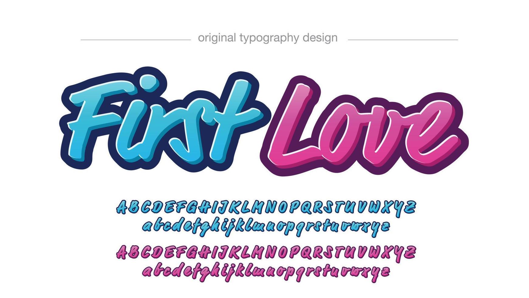 blue and pink 3d cursive text effect vector
