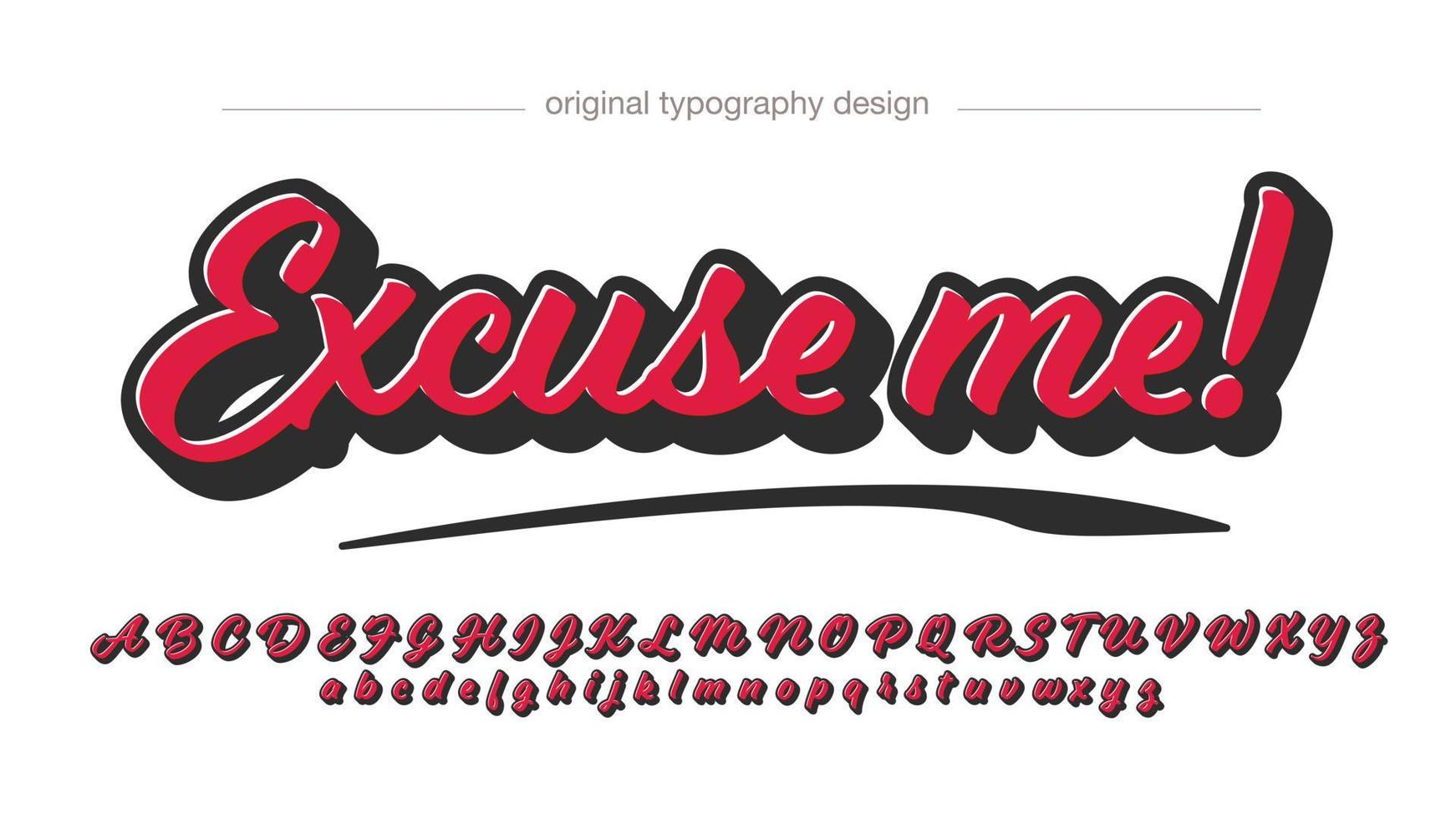 red and black cursive text effect vector