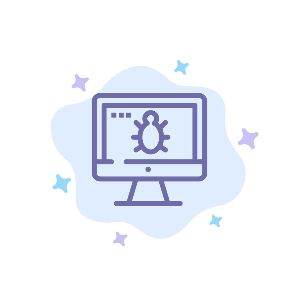 Monitor Bug Screen Security Blue Icon on Abstract Cloud Background vector