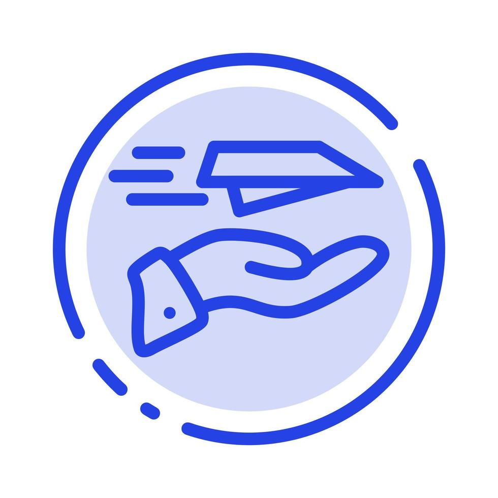 Hand Mail Paper Plane Plane Receive Blue Dotted Line Line Icon vector