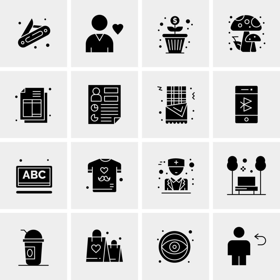 16 iconos universales de negocios vector ilustración de icono creativo para usar en proyectos relacionados con la web y dispositivos móviles