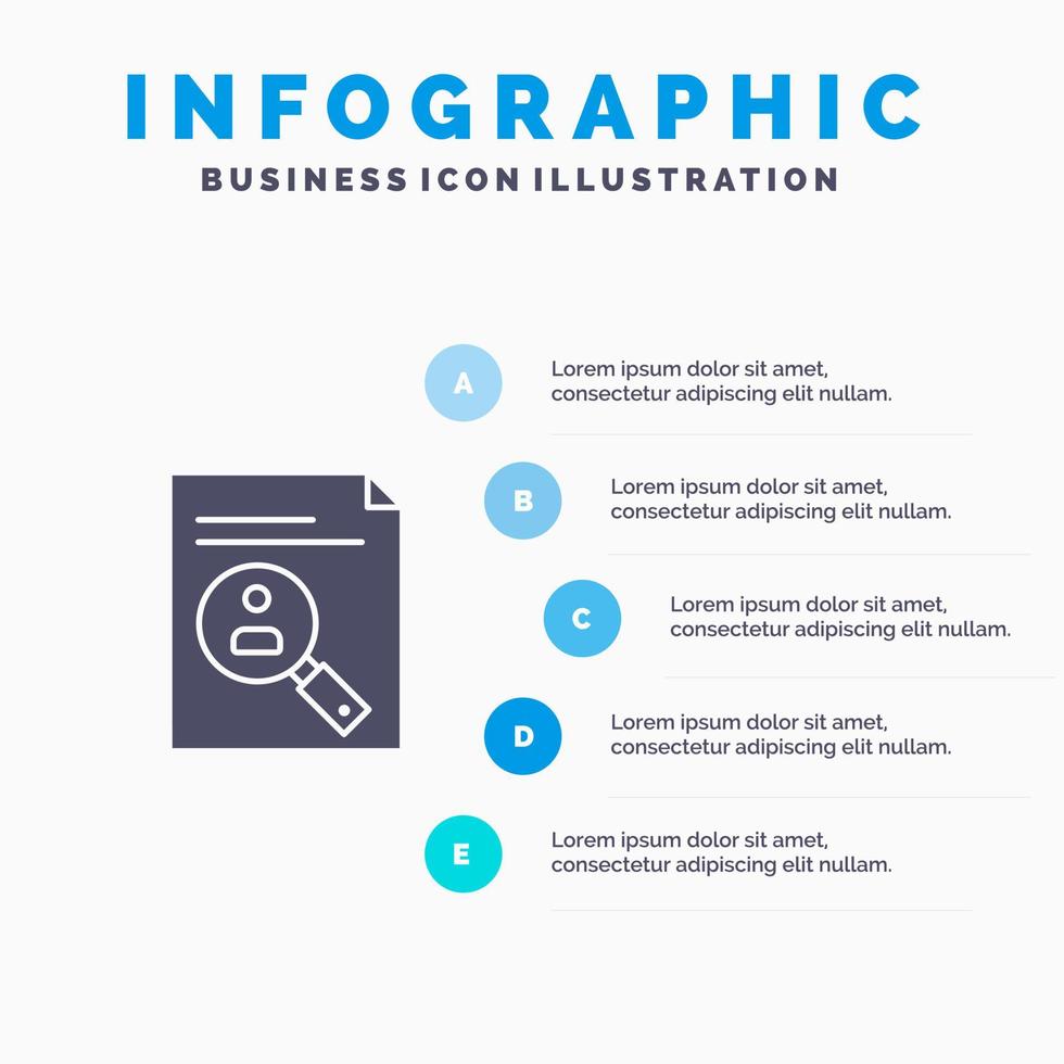 Application Clipboard Curriculum Cv Resume Staff Solid Icon Infographics 5 Steps Presentation Background vector