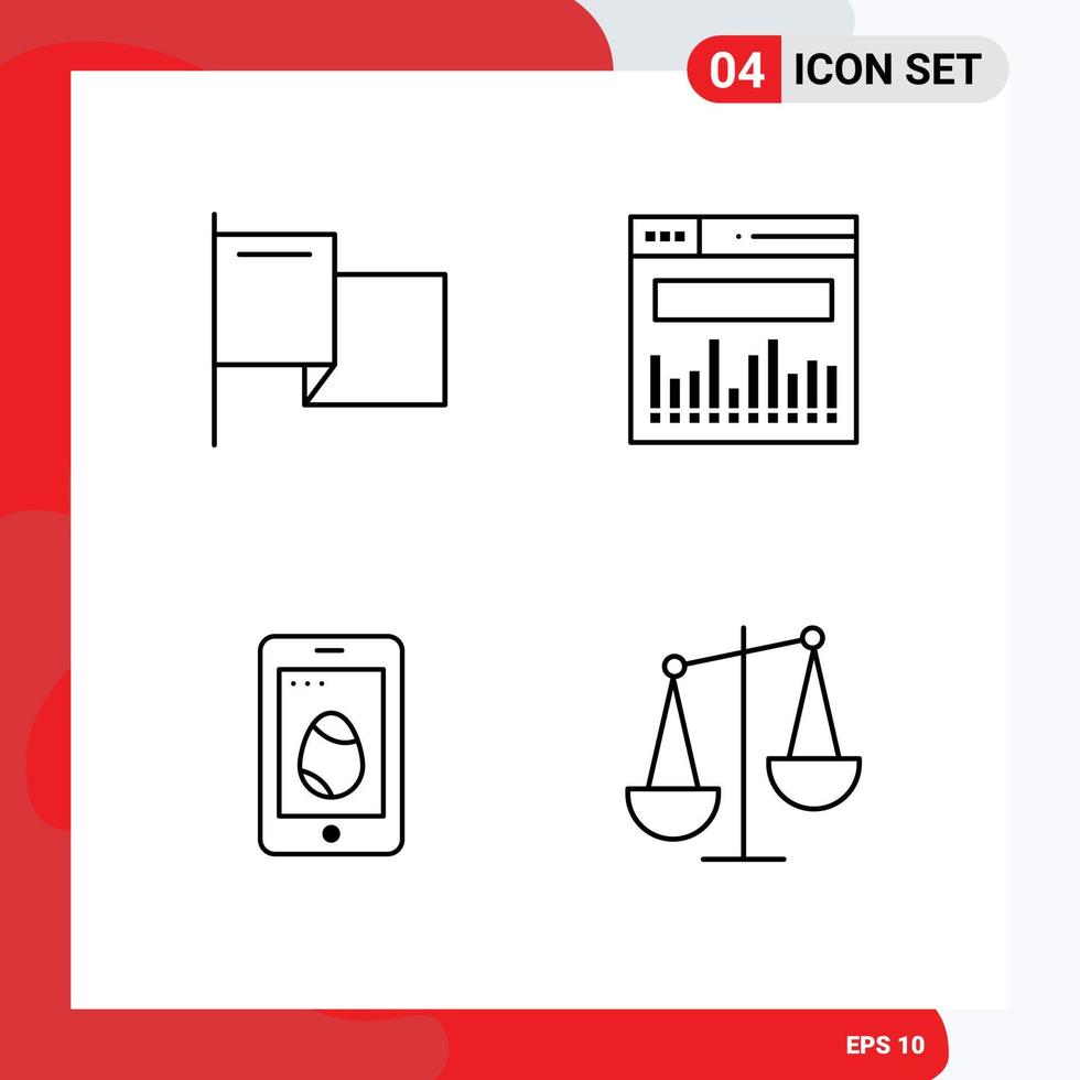 Set of 4 Modern UI Icons Symbols Signs for country egg analytics mobile business Editable Vector Design Elements