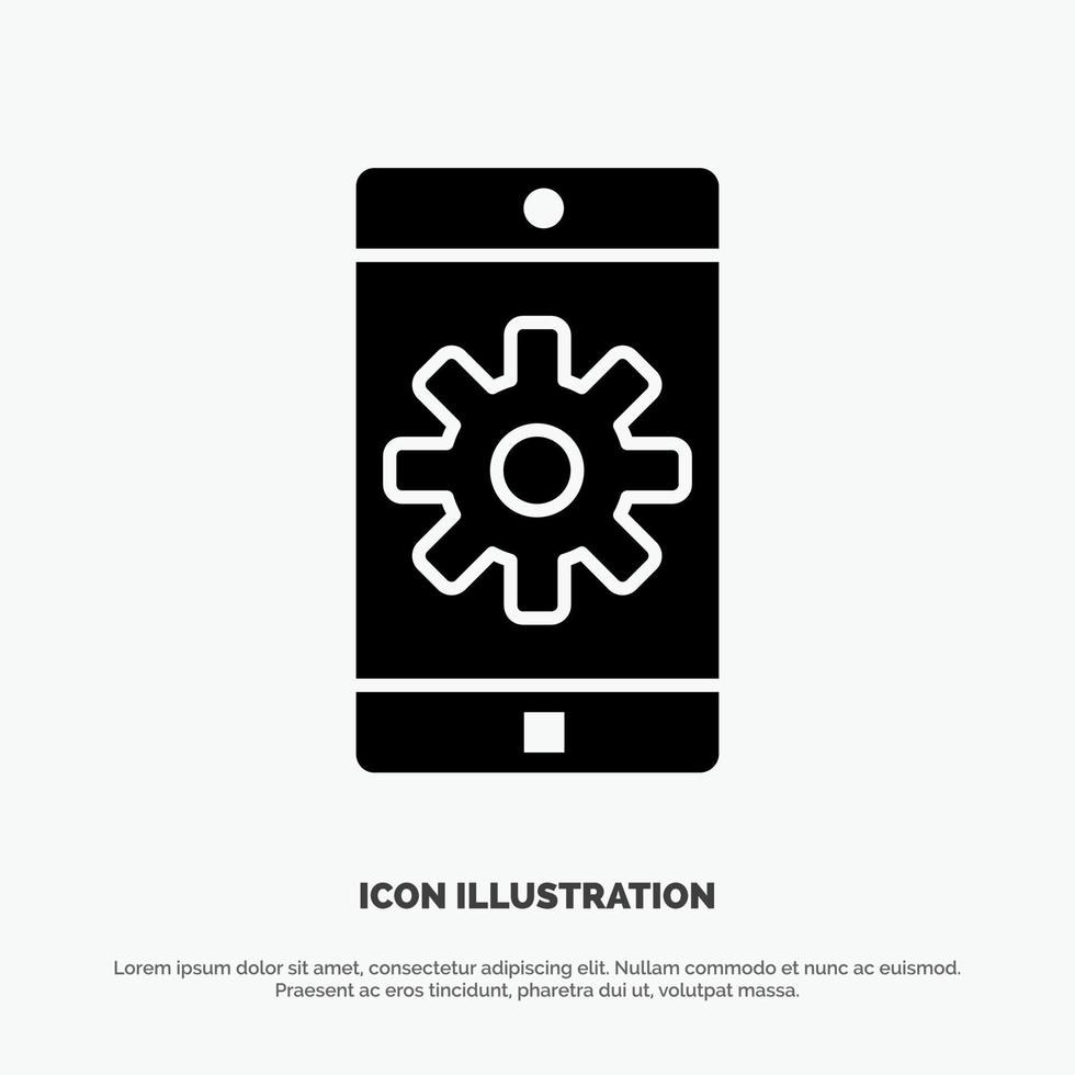 Application Mobile Mobile Application Setting solid Glyph Icon vector