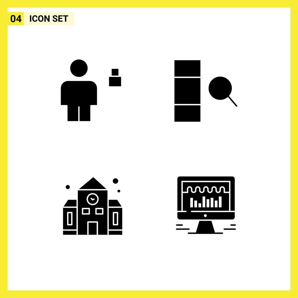 Pictogram Set of 4 Simple Solid Glyphs of avatar education locked data back to school Editable Vector Design Elements