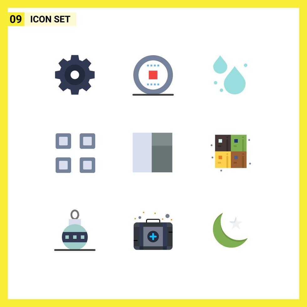 Modern Set of 9 Flat Colors Pictograph of calculate layout droop grid page Editable Vector Design Elements