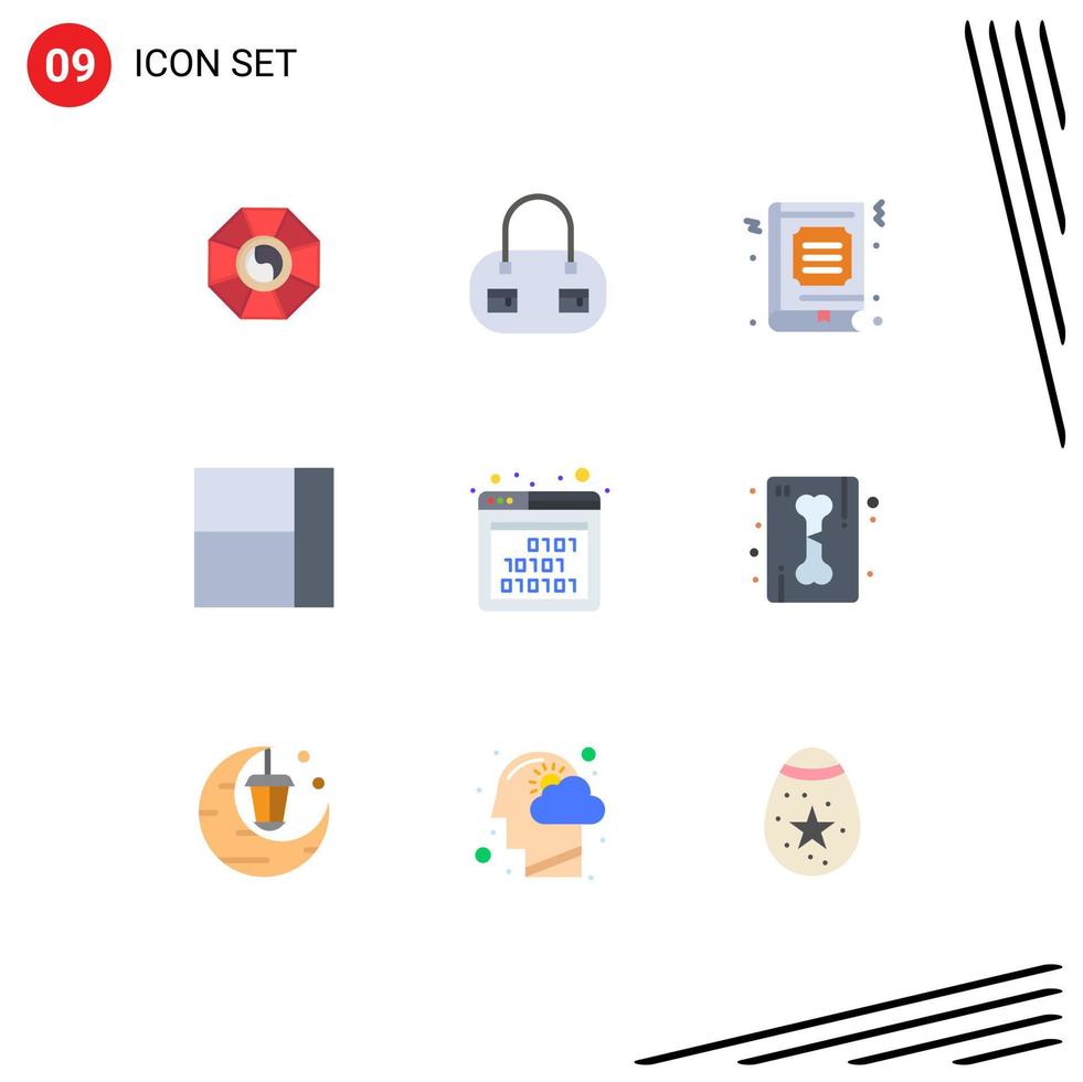 User Interface Pack of 9 Basic Flat Colors of bone interface study code layout Editable Vector Design Elements