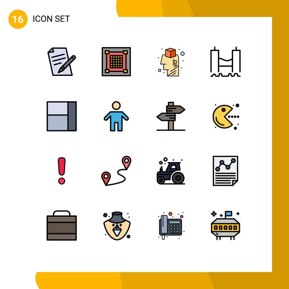 paquete de iconos de vector de stock de 16 signos y símbolos de línea para elementos de diseño de vector creativo editable de idea cruzada de rejilla de puerto de río