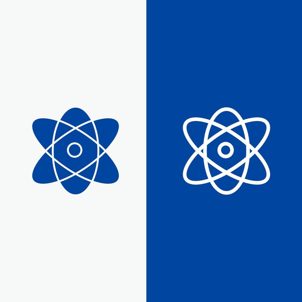 Atom Education Physics Science Line and Glyph Solid icon Blue banner Line and Glyph Solid icon Blue banner vector