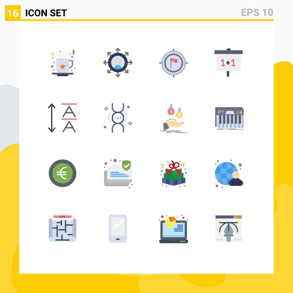 Mobile Interface Flat Color Set of 16 Pictograms of leading study business school education Editable Pack of Creative Vector Design Elements