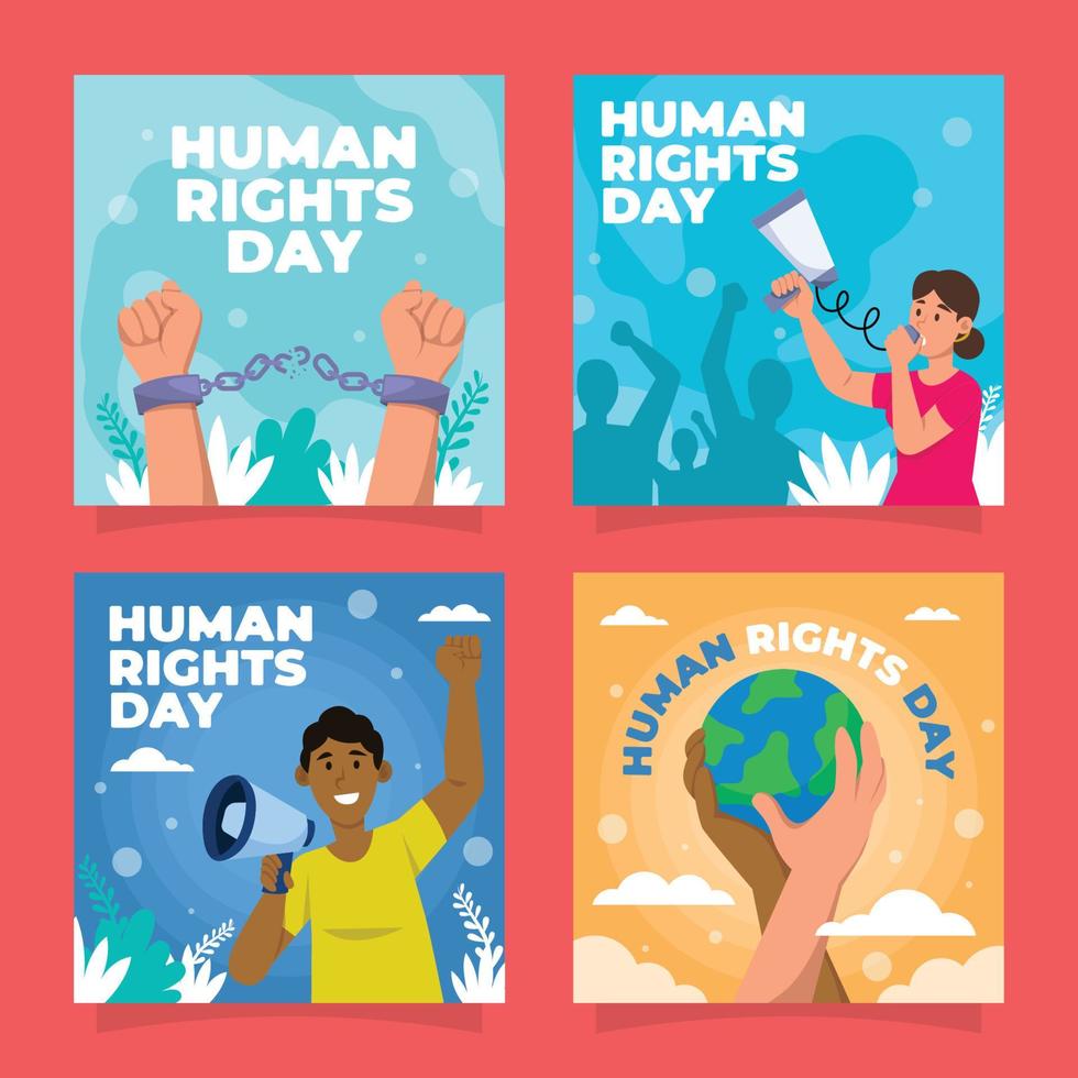 Human Rights Day Social Media Template vector