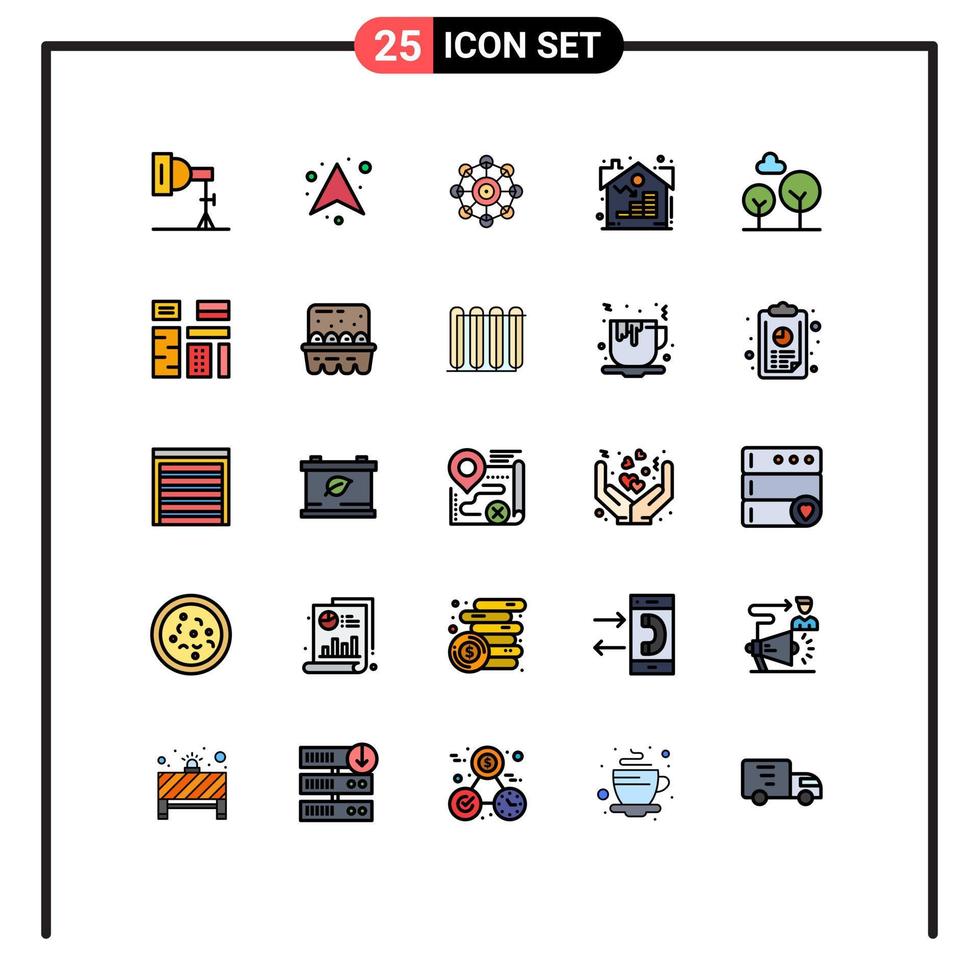 Set of 25 Modern UI Icons Symbols Signs for evergreen tree asset learning real estate Editable Vector Design Elements