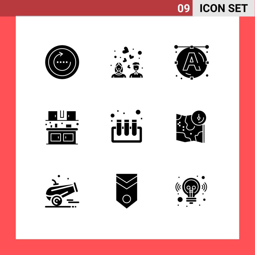 9 Solid Glyph concept for Websites Mobile and Apps test kitchen heart love food cook Editable Vector Design Elements