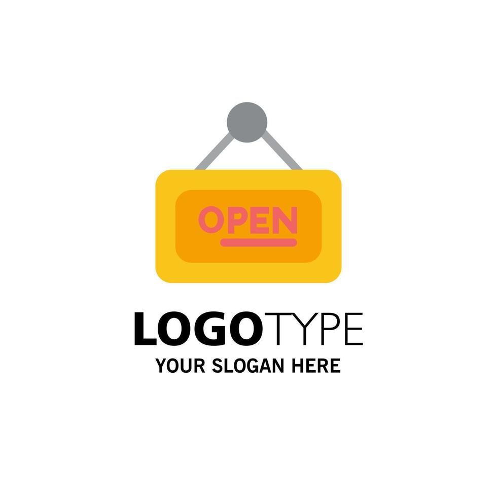 plantilla de logotipo de empresa abierta de signo de tablero de marketing color plano vector