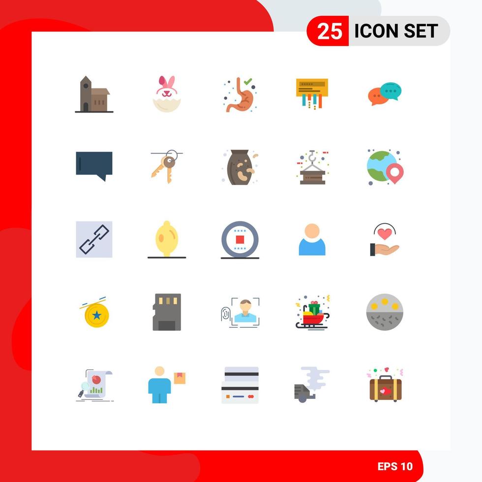 Universal Icon Symbols Group of 25 Modern Flat Colors of conversation chat digestion radio router Editable Vector Design Elements