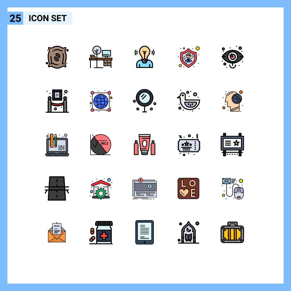 Modern Set of 25 Filled line Flat Colors and symbols such as business safety table employee person Editable Vector Design Elements