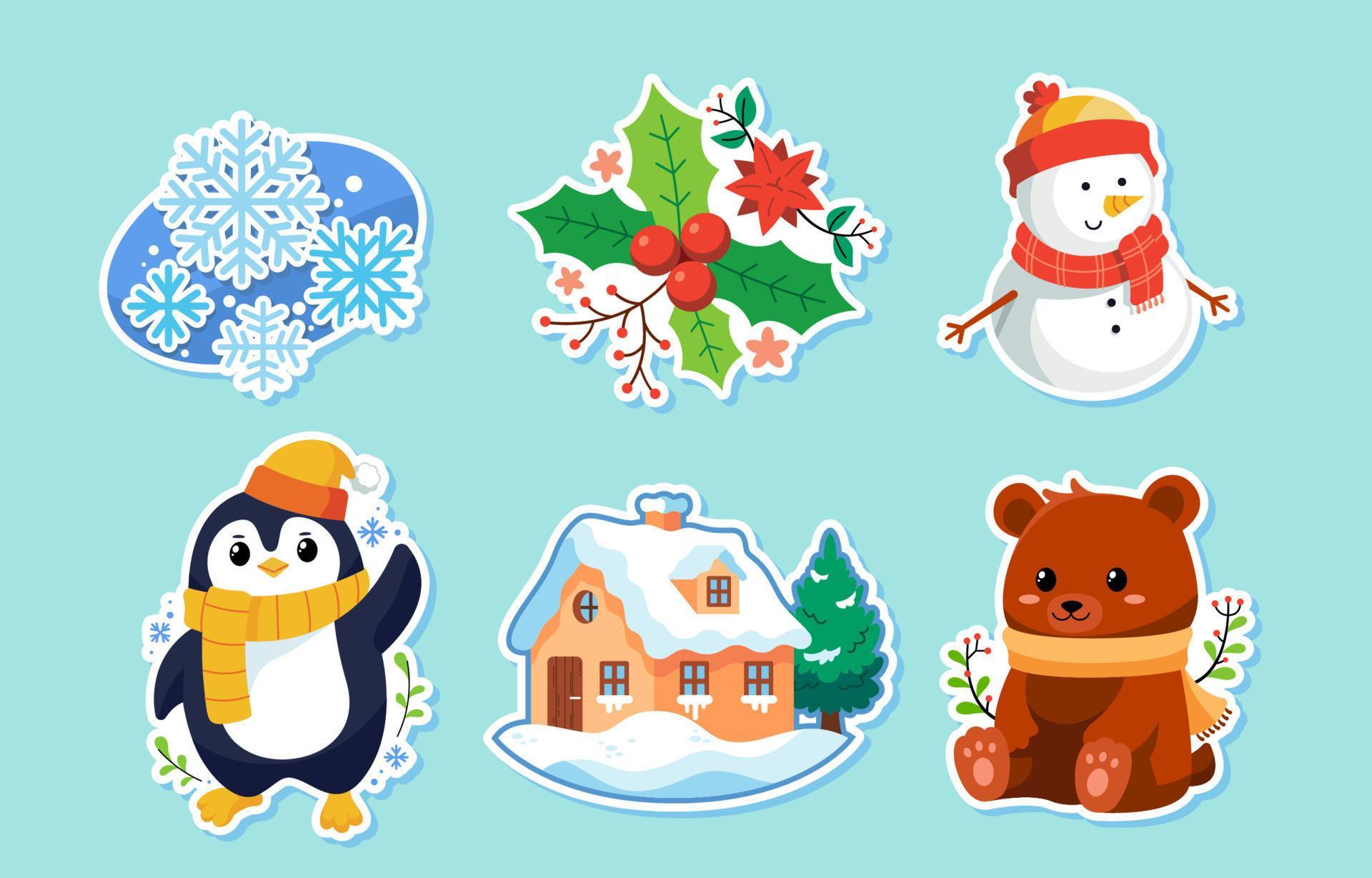 Winter Themed Stickers Collection 14927615 Vector Art at Vecteezy