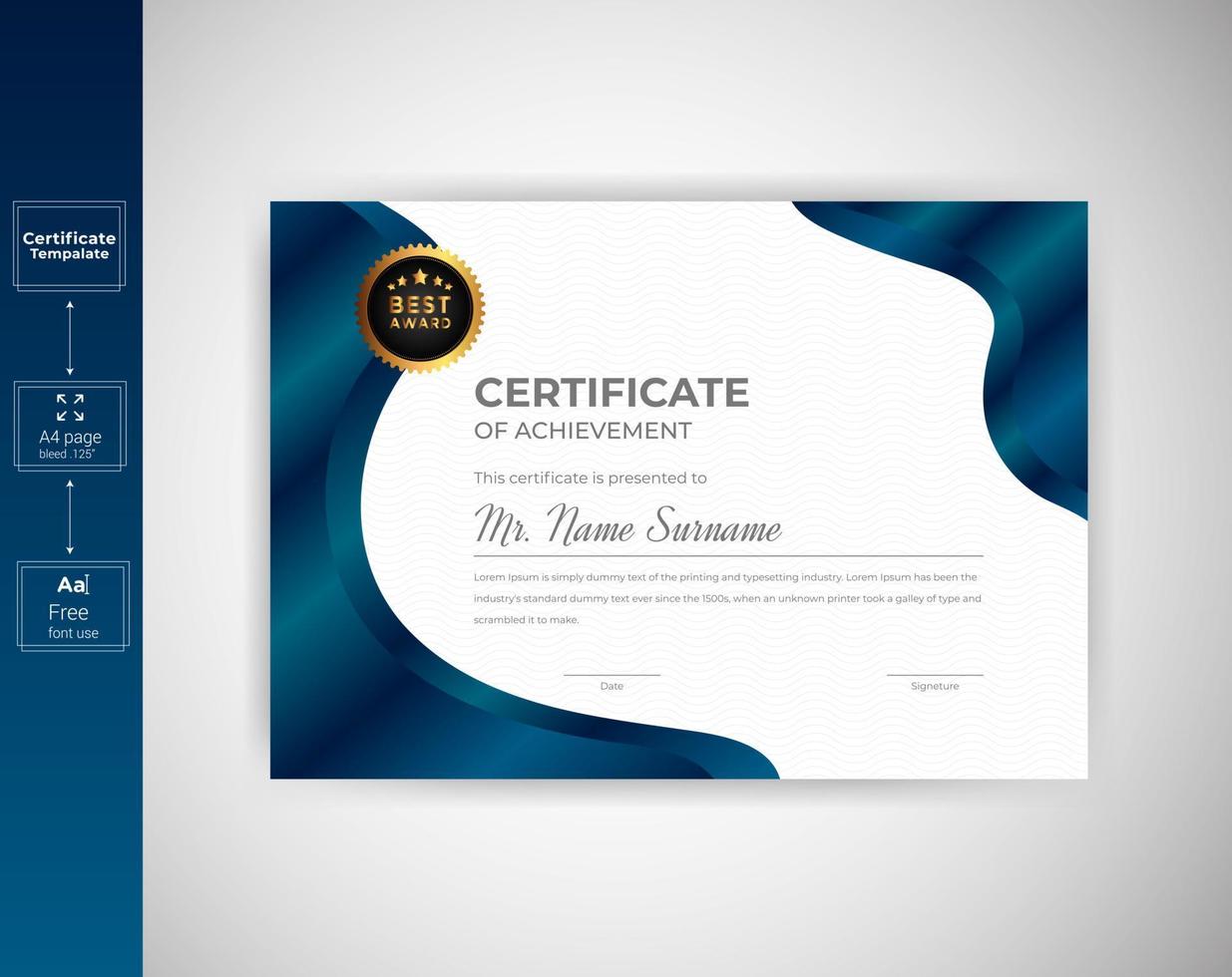 Elegant Certificate of Appreciation template. Certificate template in vector for achievement graduation completion diploma currency border. Trendy geometric design.