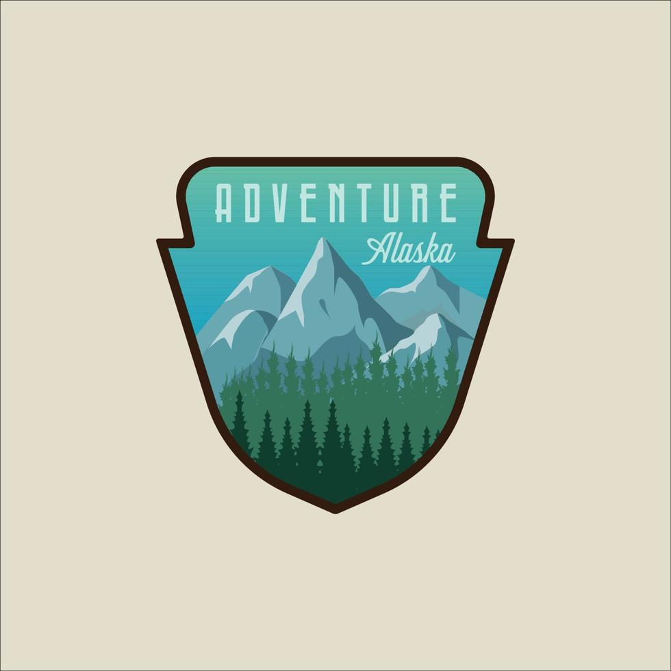 alaska travel vector emblem logo illustration template graphic design. national park of united states of america banner for travel concept