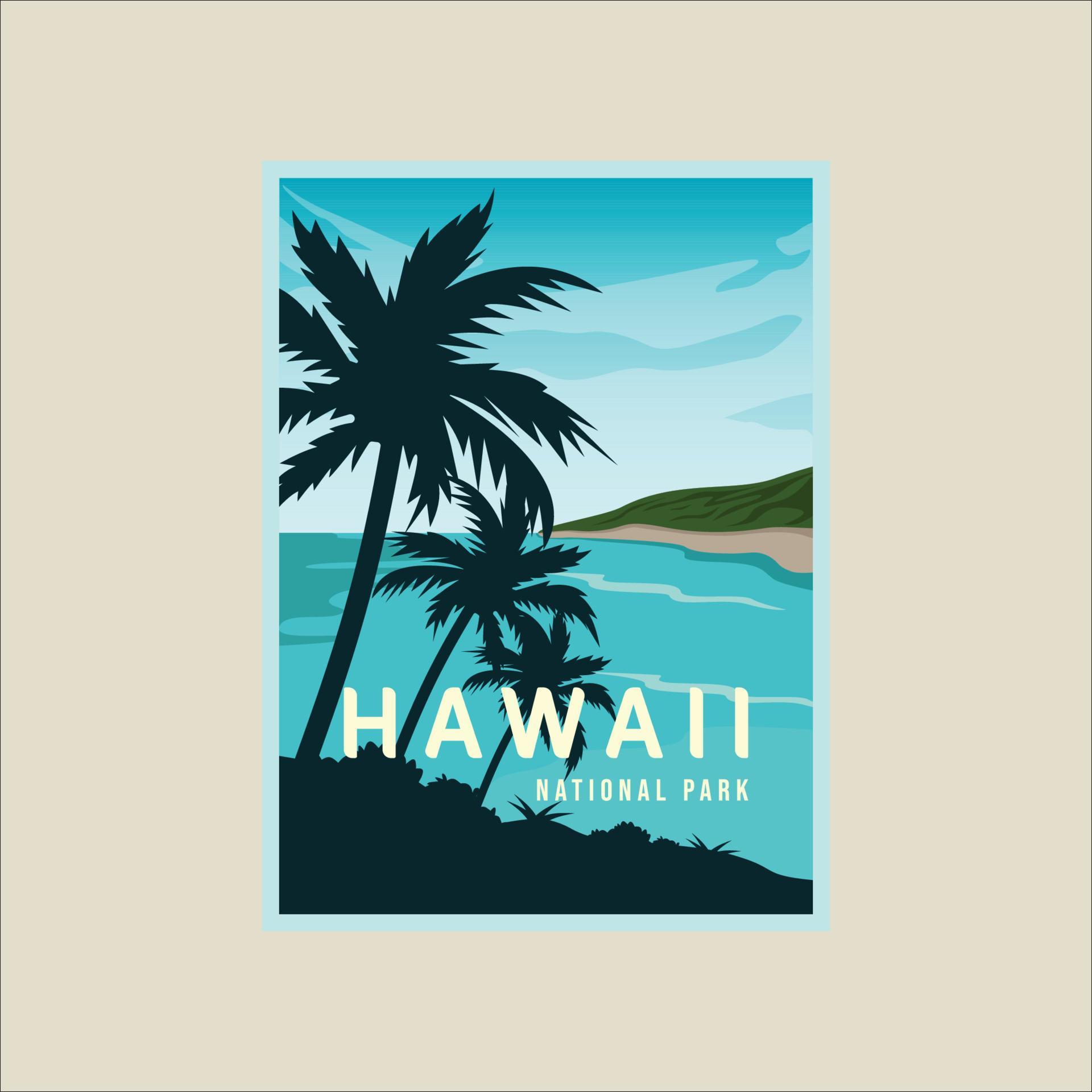 hawaii beach poster vector illustration template graphic design