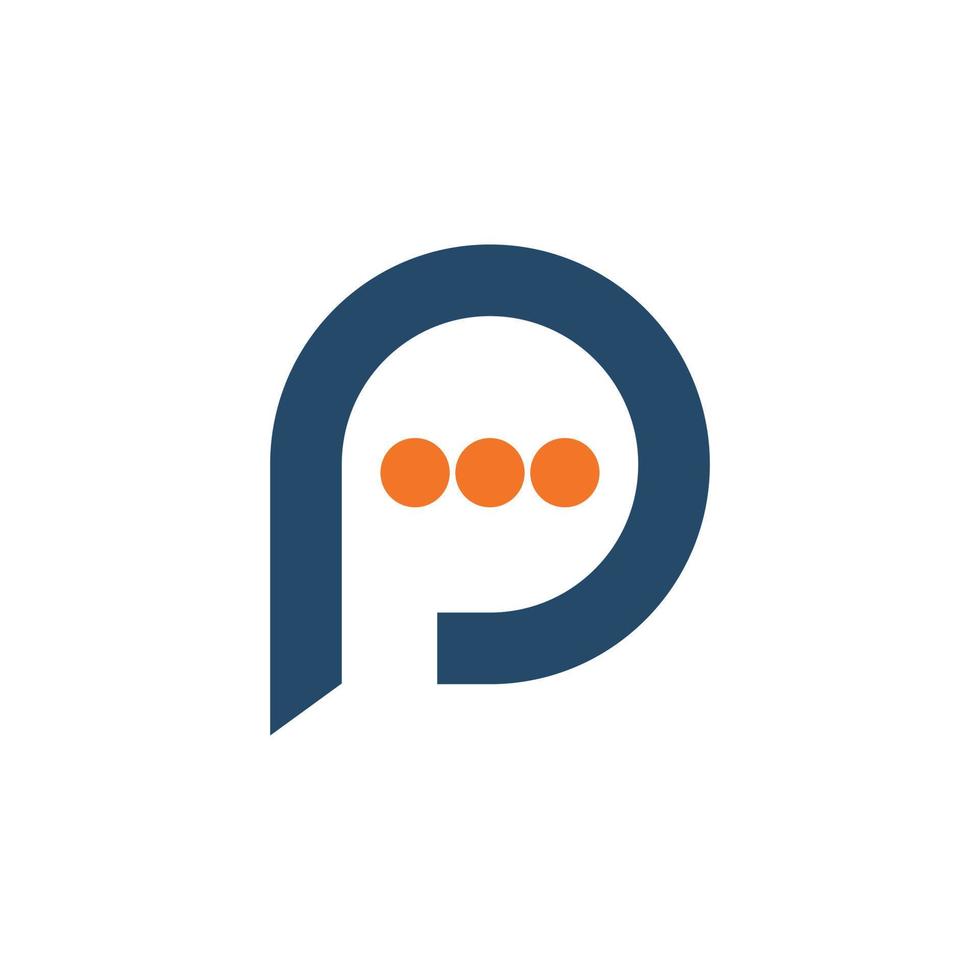 Letter P chat bubble communication logo. Bubble chat with initial letter P logo design. vector