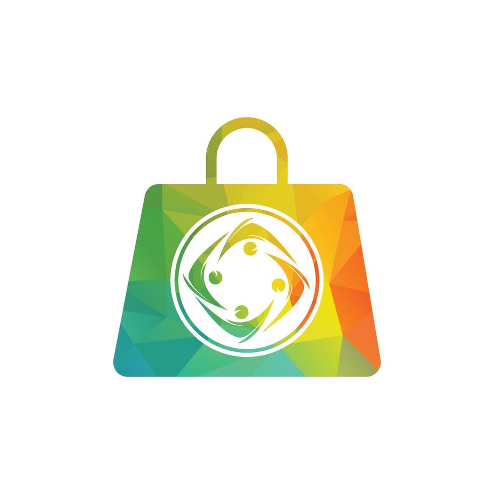 Shopping bag with group of logo. Community shipping concept. vector