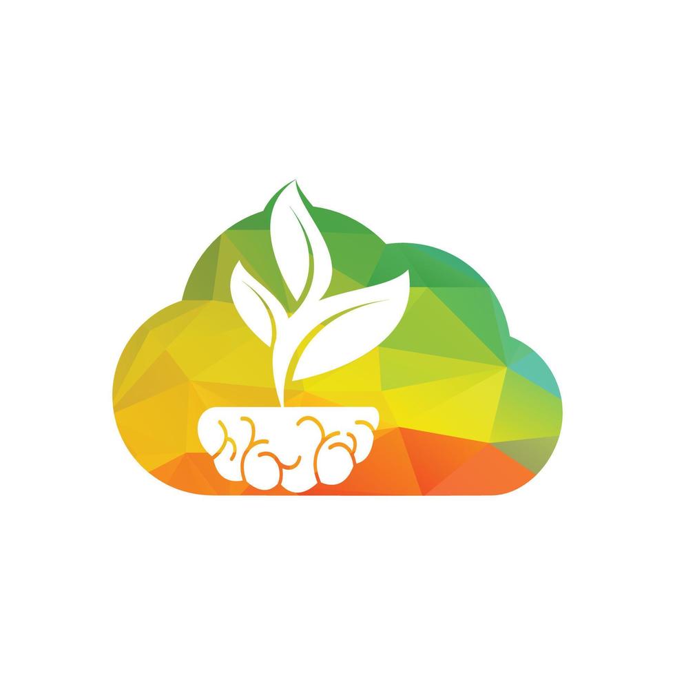 Brain Tree Grow Logo Design. Tree Growing Inside The Brain Icon. vector