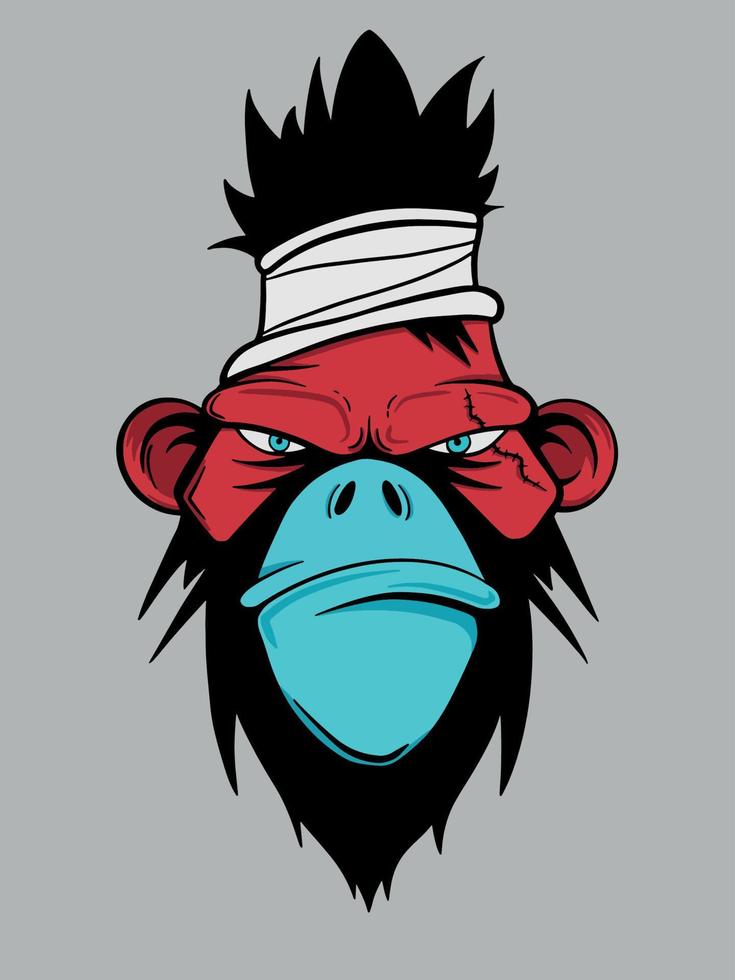 Illustration of mad monkey logo vector