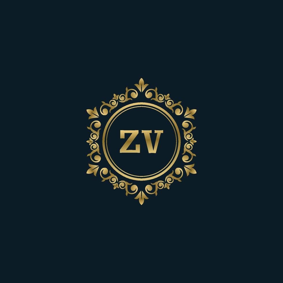 Letter ZV logo with Luxury Gold template. Elegance logo vector template.