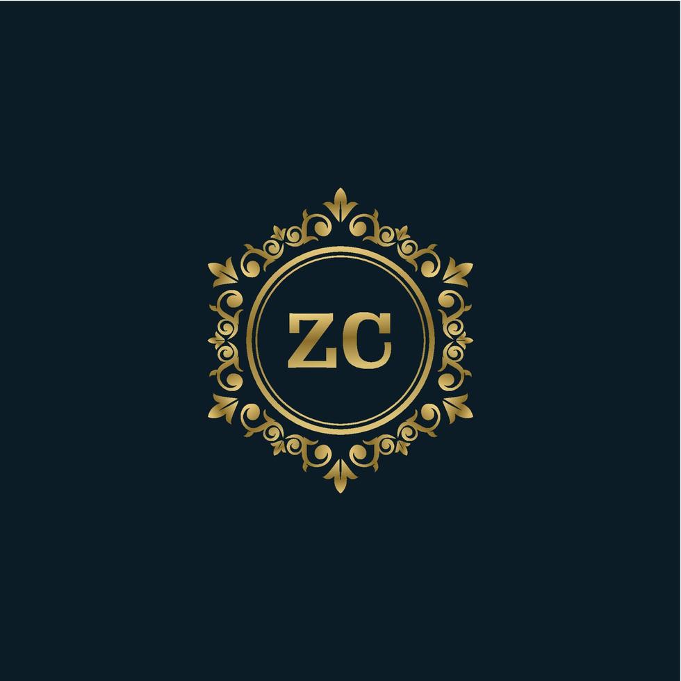 logotipo de letra zc con plantilla de oro de lujo. plantilla de vector de logotipo de elegancia.