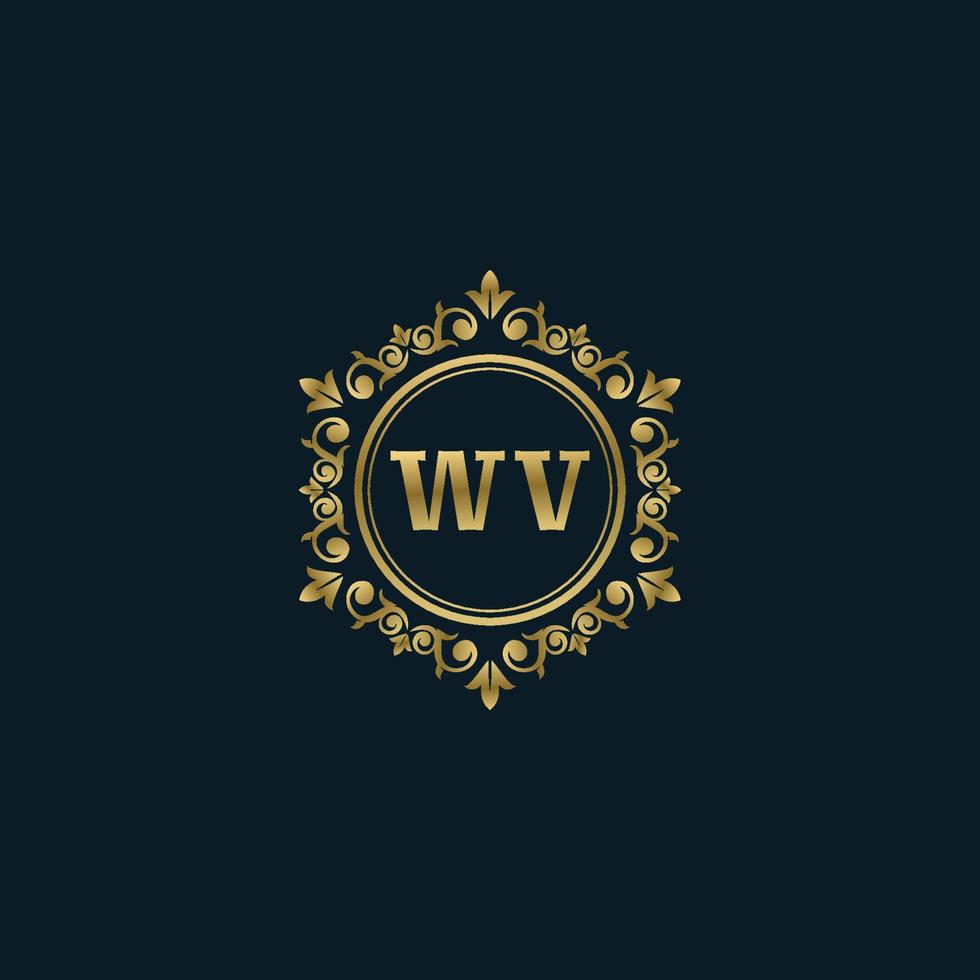 logotipo de letra wv con plantilla de oro de lujo. plantilla de vector de logotipo de elegancia.