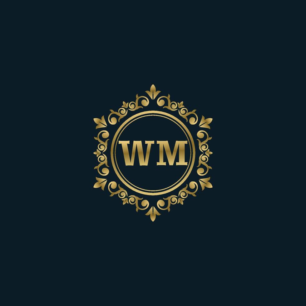 logotipo de letra wm con plantilla de oro de lujo. plantilla de vector de logotipo de elegancia.