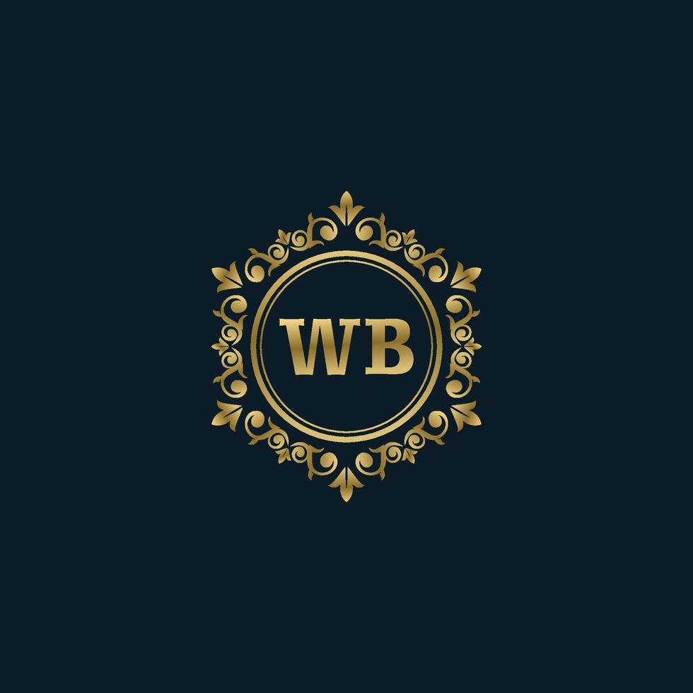 logotipo de letra wb con plantilla de oro de lujo. plantilla de vector de logotipo de elegancia.