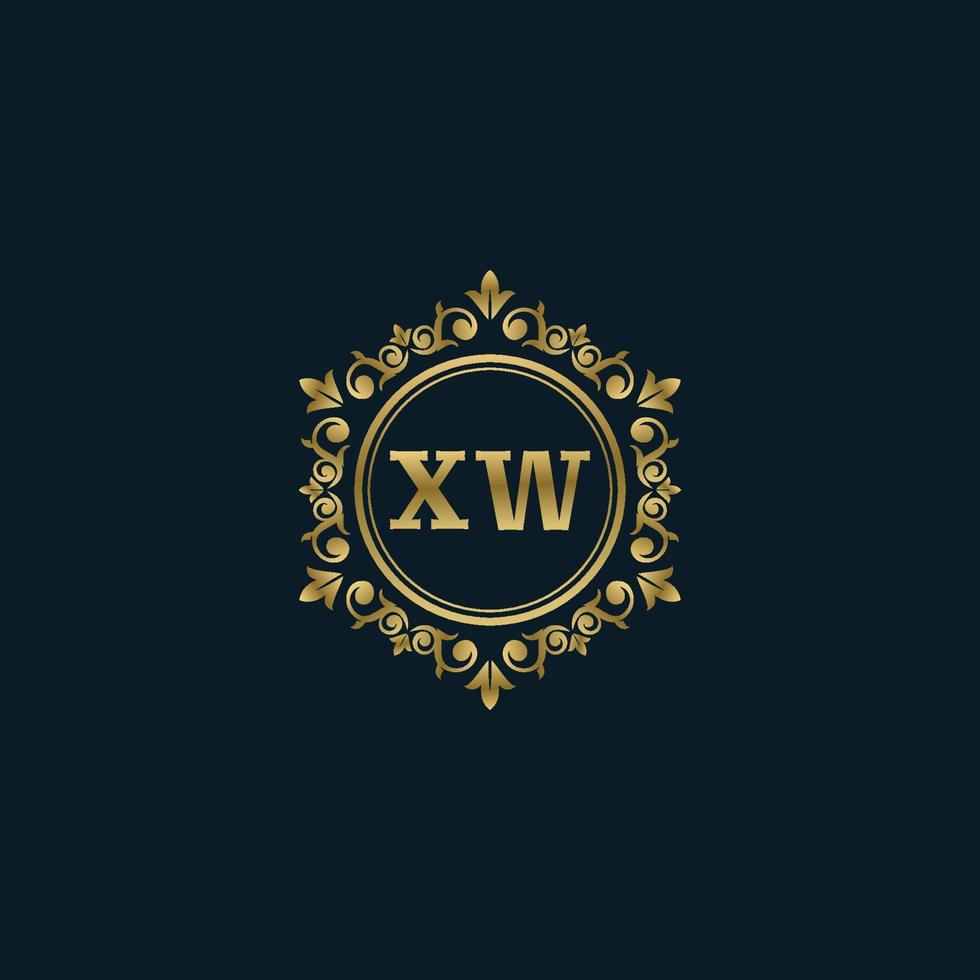 logotipo de letra xw con plantilla de oro de lujo. plantilla de vector de logotipo de elegancia.