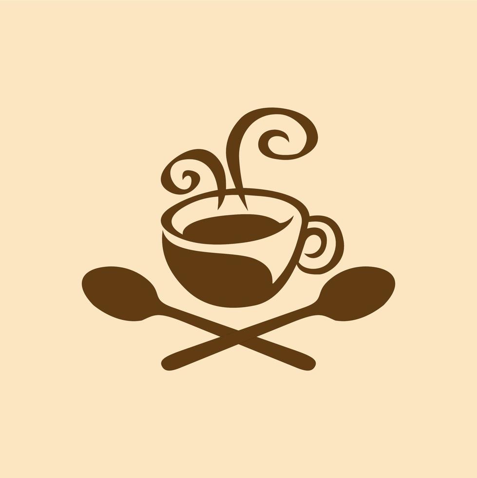 illustration vector of a cup with 2 spoon crossing suitable for your brand