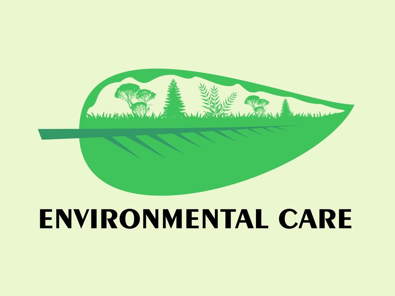 illustration vector of environmental care with leave graphic
