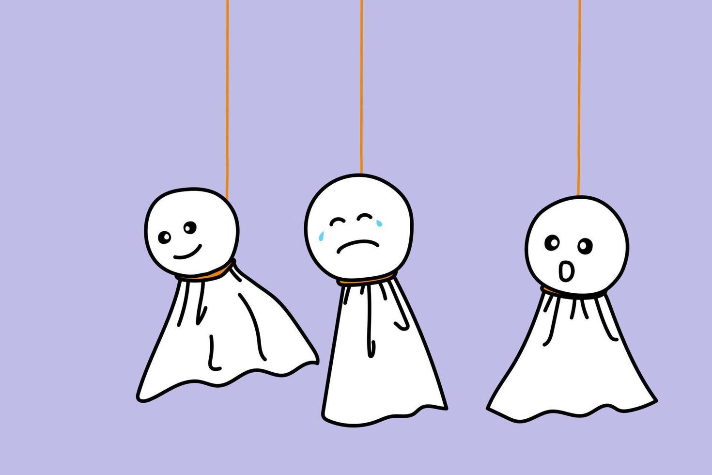 vector graphic of doll facial expression flat illustration - smile sad happy wonderful isolated object