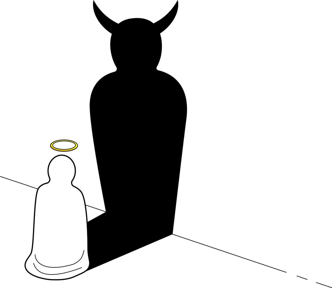 devil and angel shadown on the wall vector