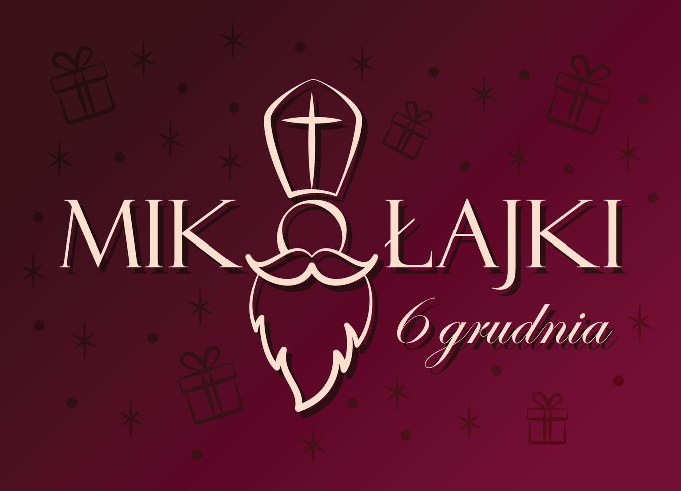 Saint Nicholas Day. Polish Mikolajki. Vector design.