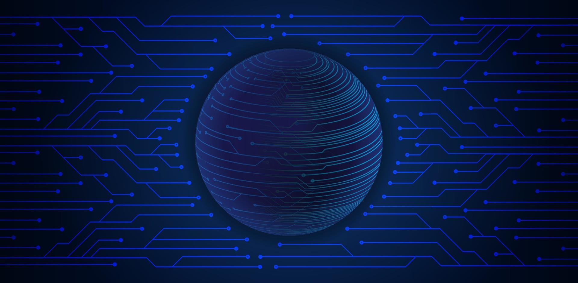 Modern Holographic Globe on Technology Background vector