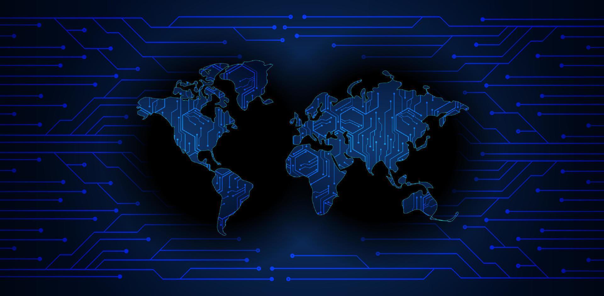 Modern World Map Holograph on Technology Background vector