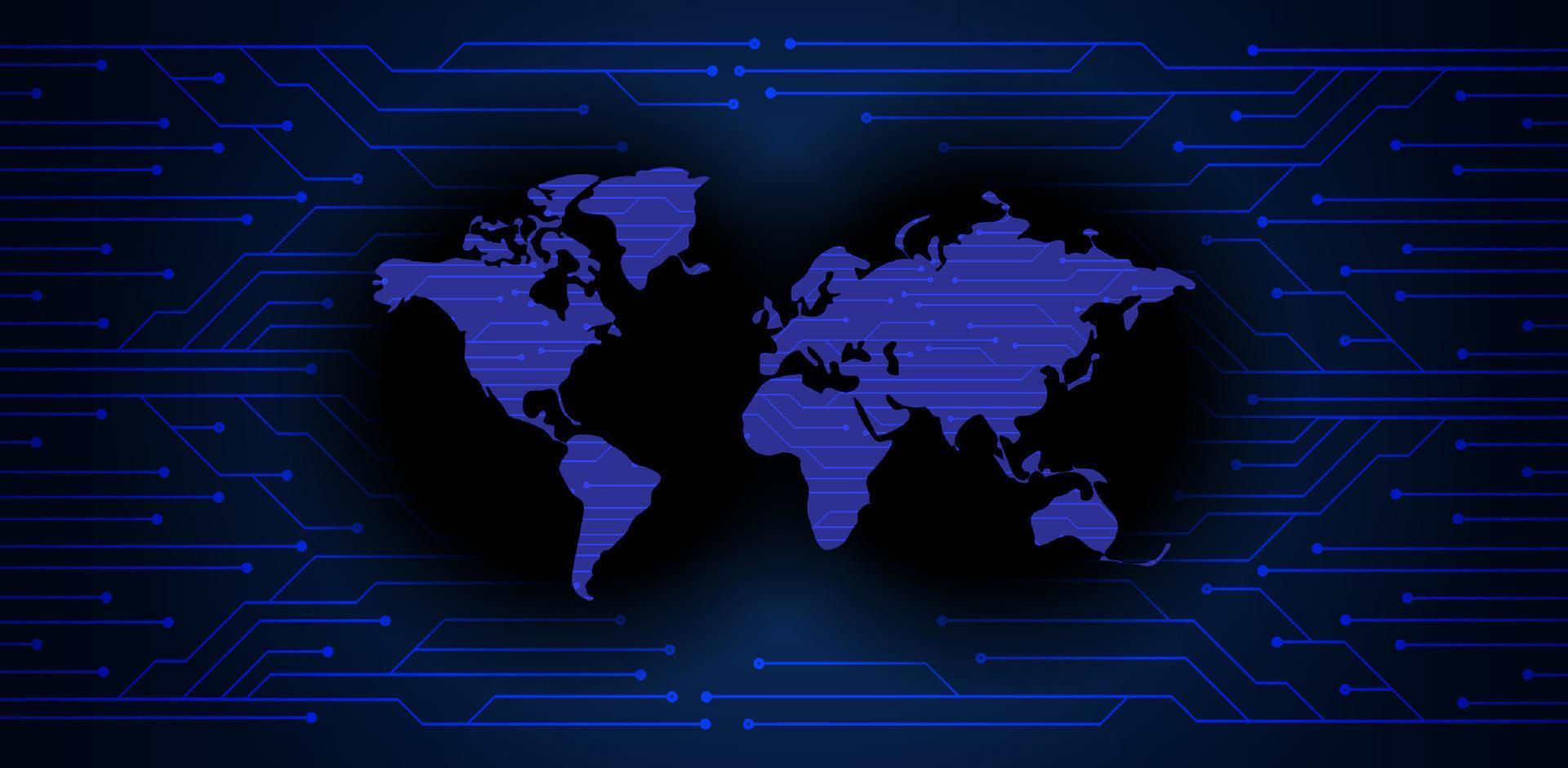 holograma de mapa del mundo moderno sobre fondo de tecnología vector