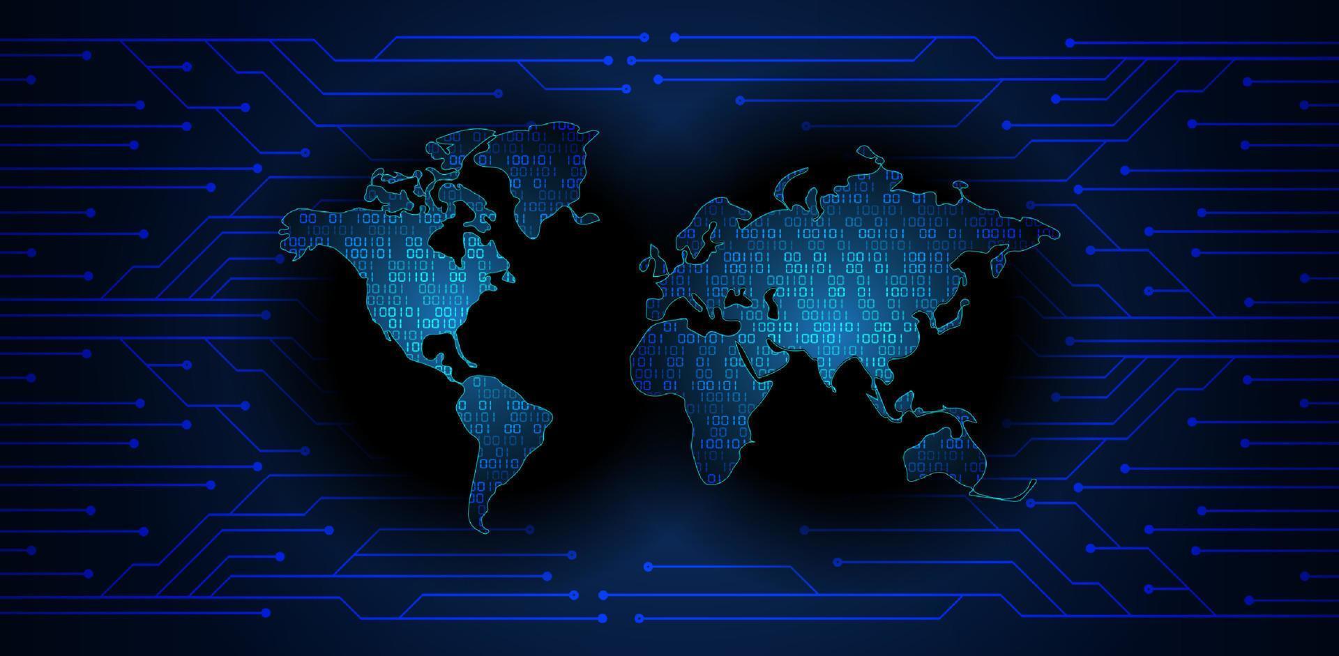 holograma de mapa del mundo moderno sobre fondo de tecnología vector