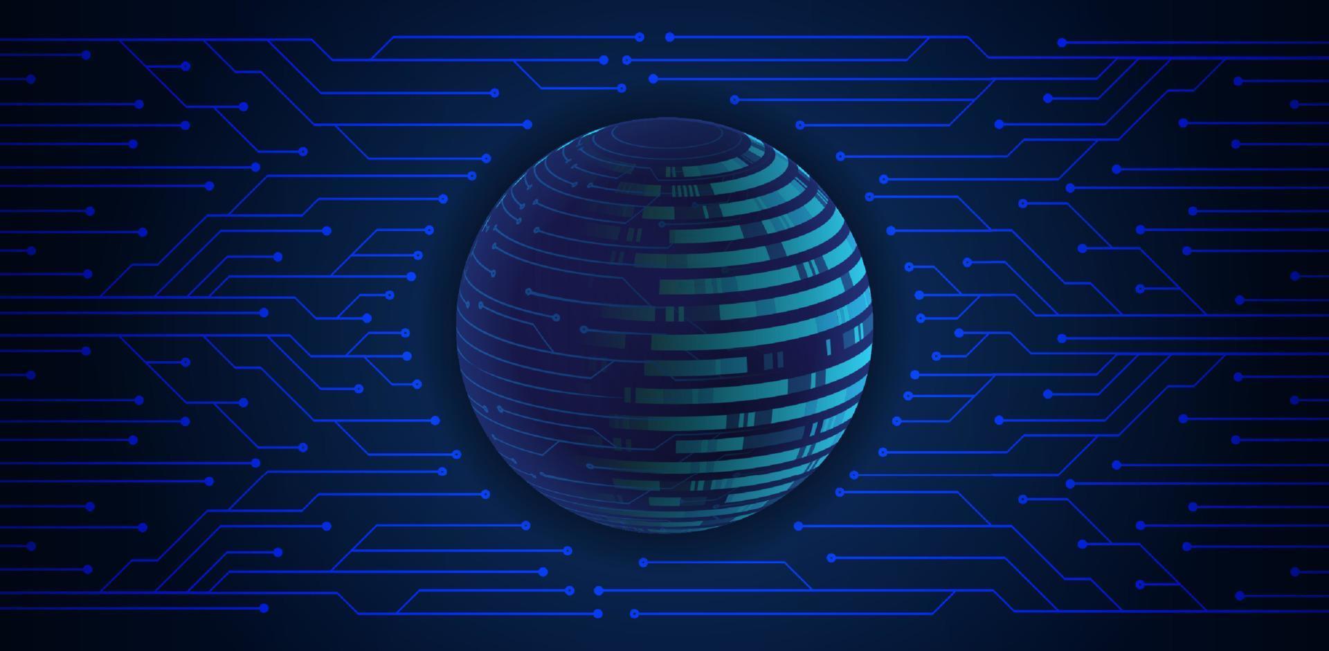 Modern Holographic Globe on Technology Background vector