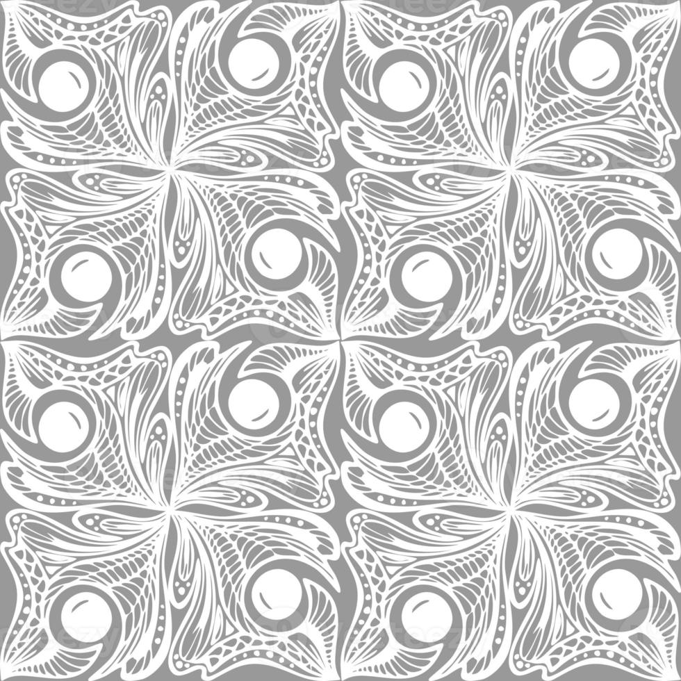 seamless graphic abstract tile pattern, white geometric ornament on gray background, texture, design photo