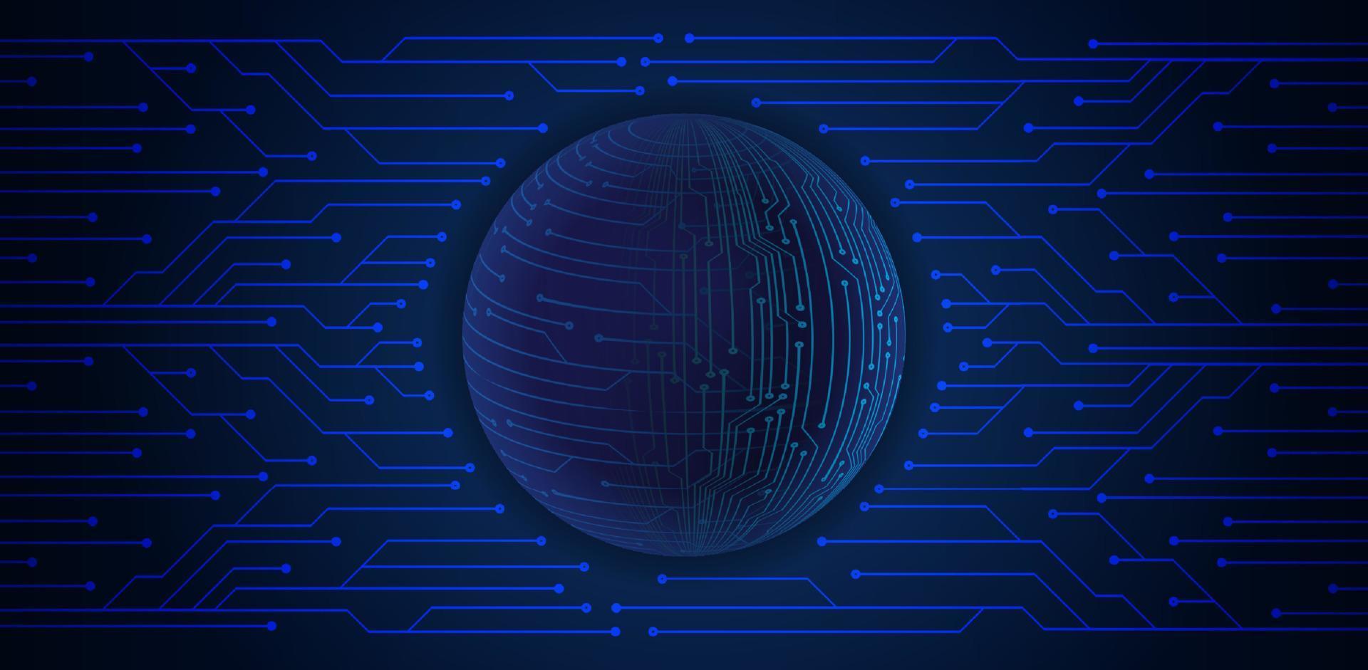 Modern Holographic Globe on Technology Background vector