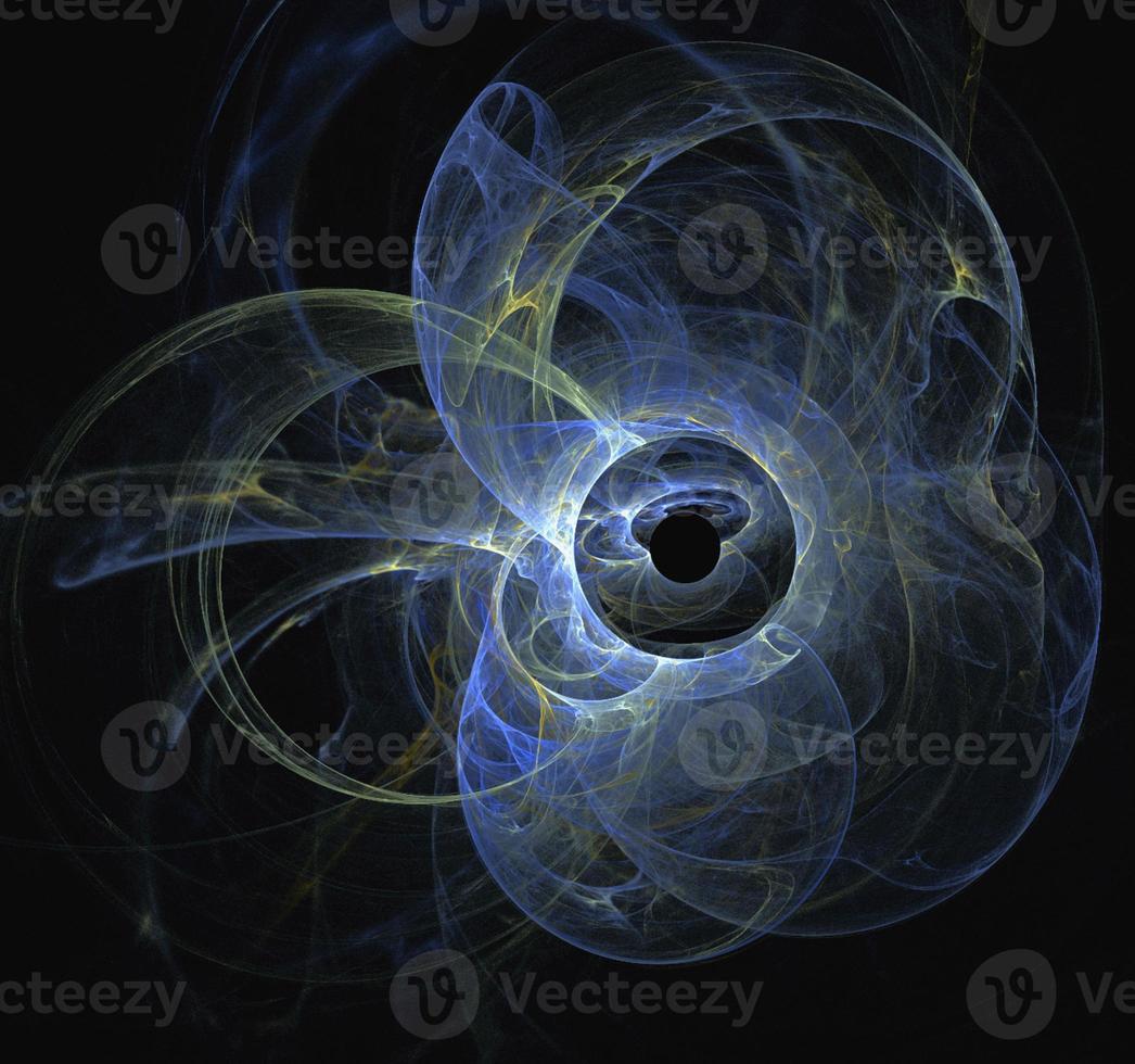space fantasy illustration of a blue blue planet on dark space background, art, design photo