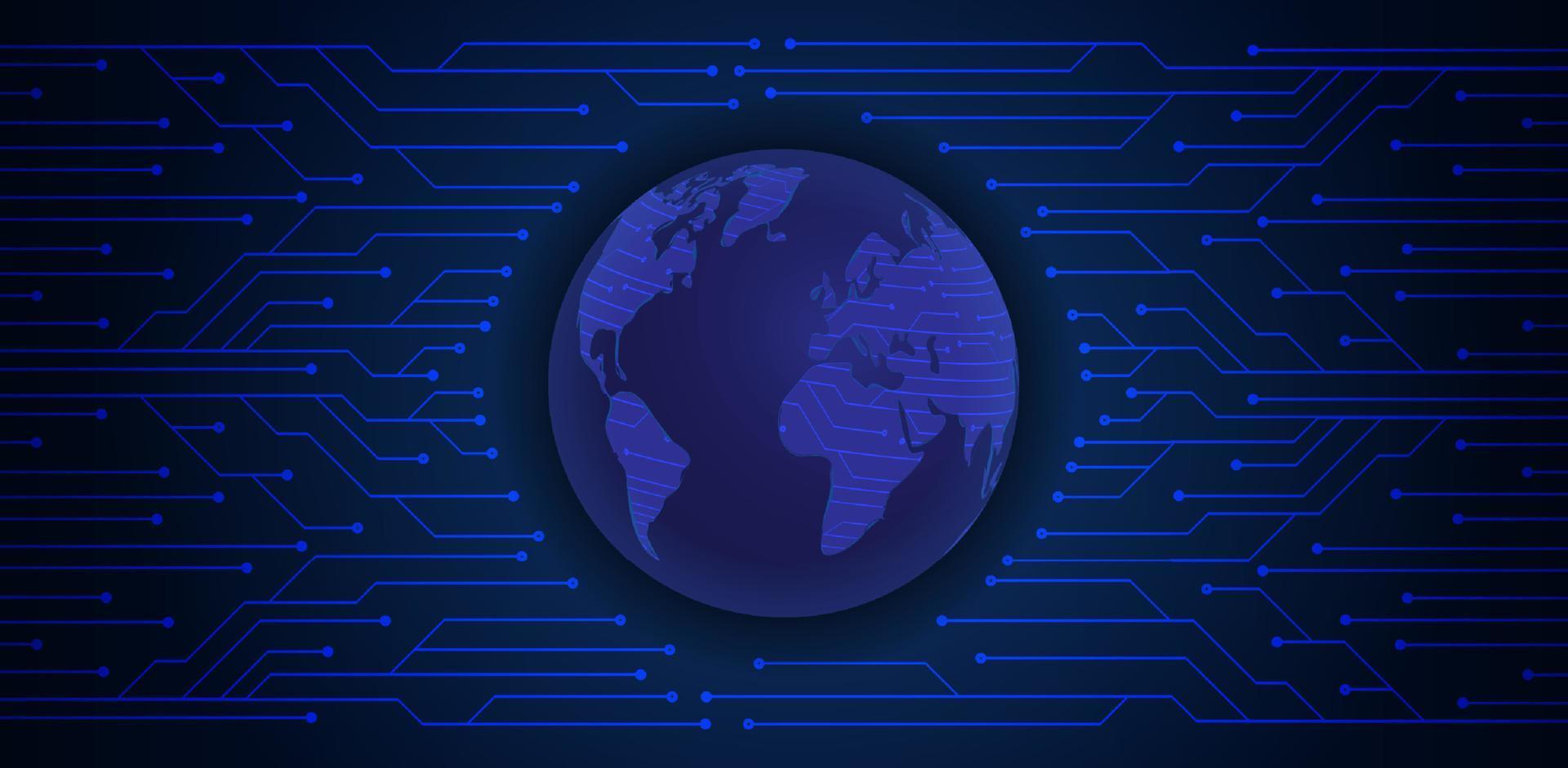 Modern Holographic Globe on Technology Background vector
