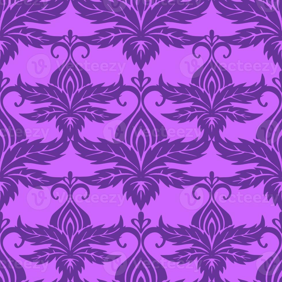 symmetrical seamless ornament tile of purple graphic abstract elements on magenta background, texture, design photo